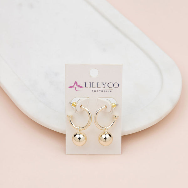 Light Gold-Plated Removable Ball Earrings