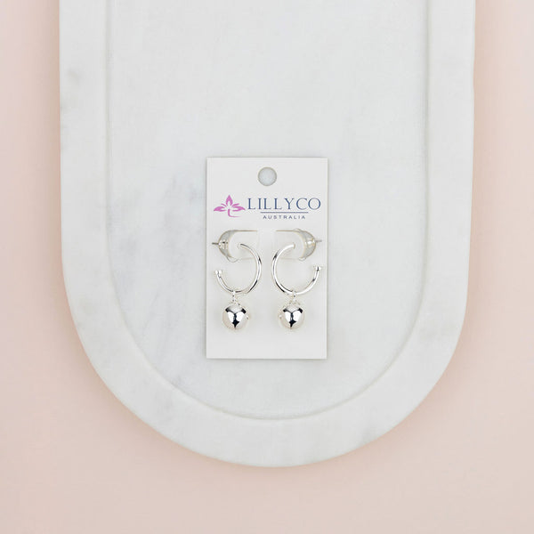 Silver-Plated Removable Ball Earrings