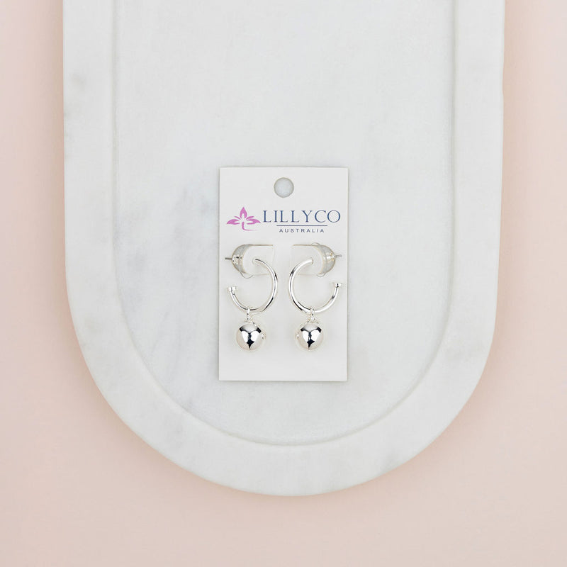 Silver Removable Ball Earrings