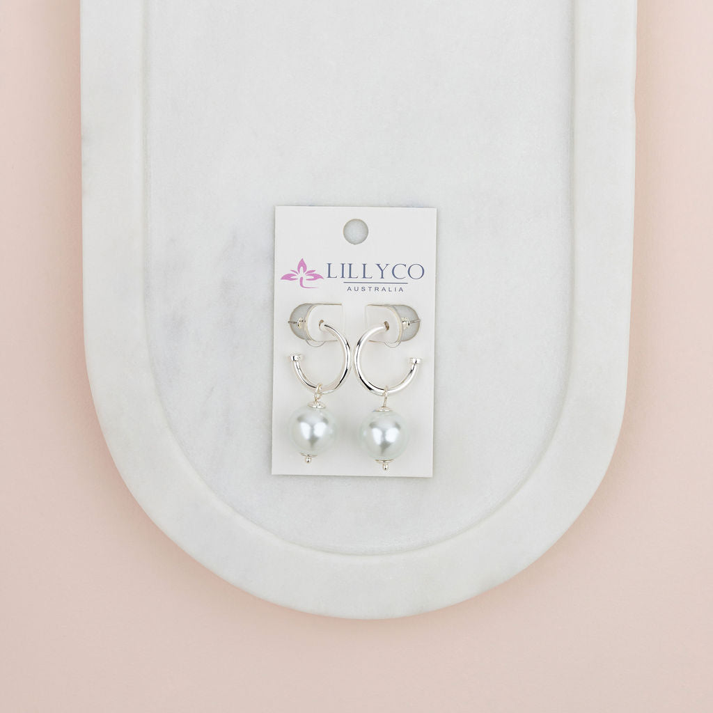 Silver Ring & Drop Pearl Earring