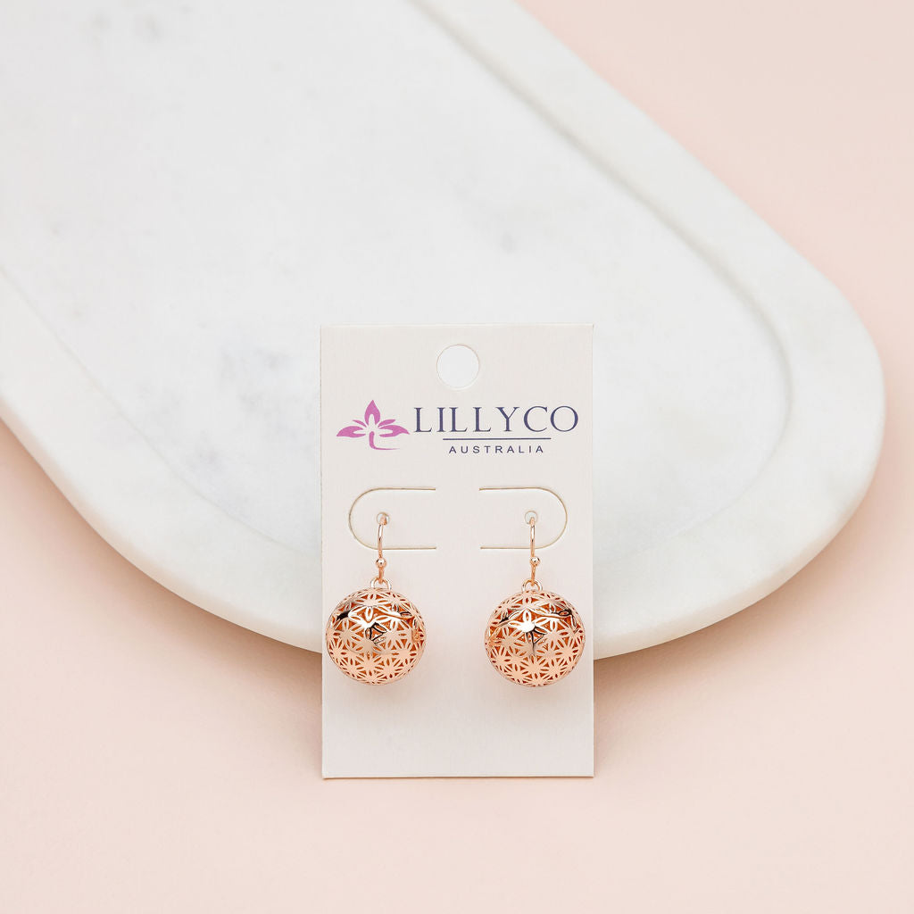 Rose Gold Love Harmony Ball Earrings