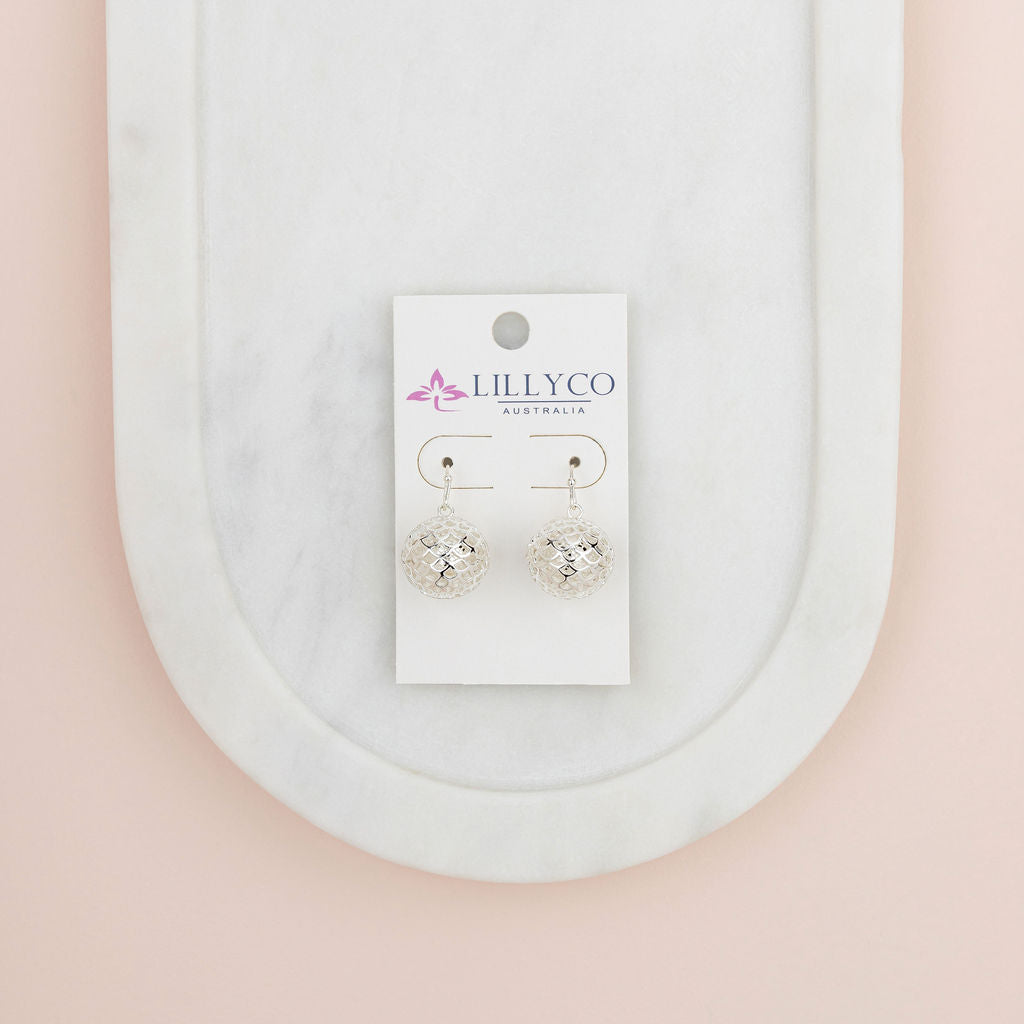 Silver Happy Harmony Ball Earring