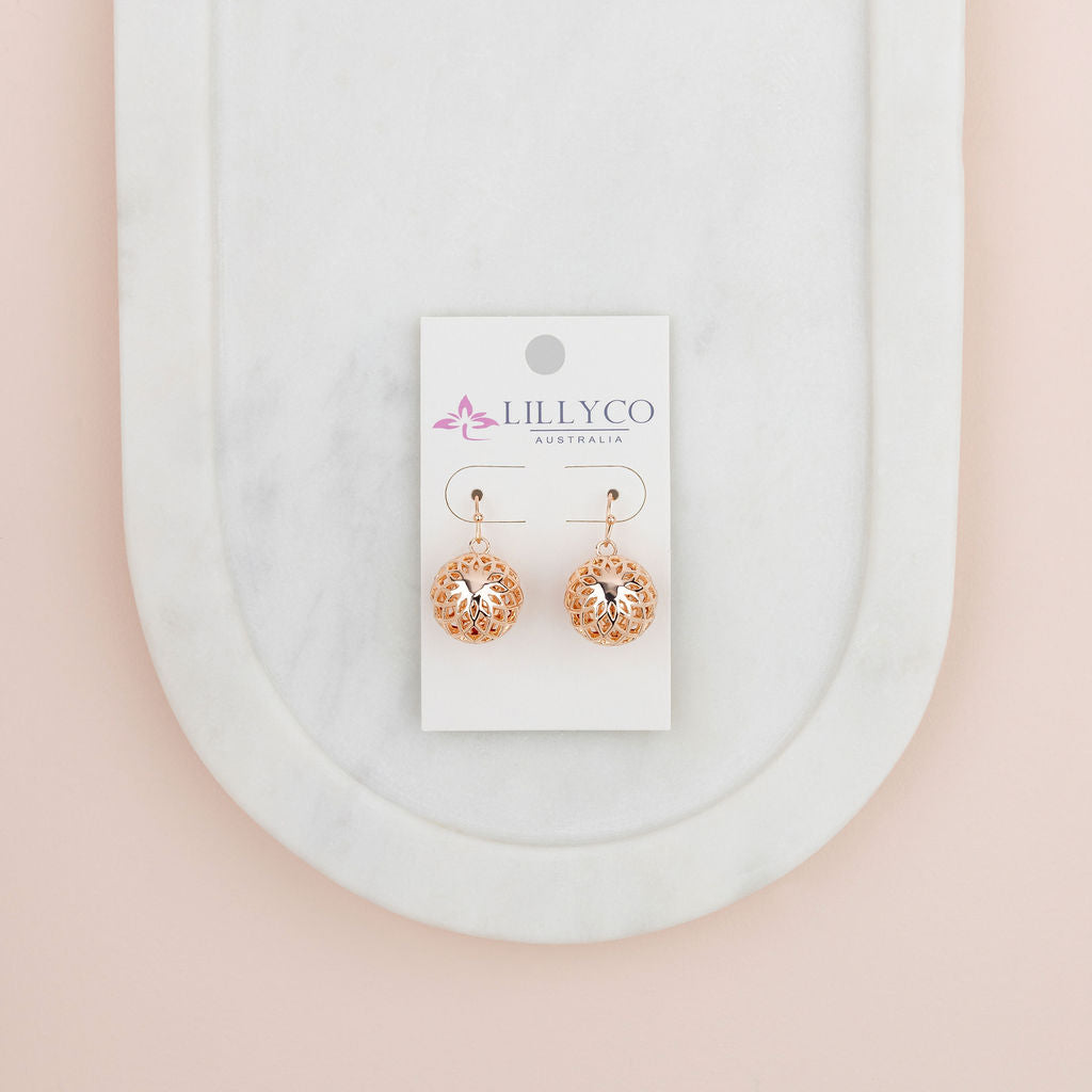 Rose Gold Flower Harmony Ball Earring