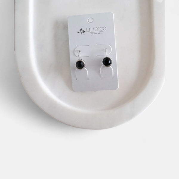 Fine | Silver Black Crystal Earring