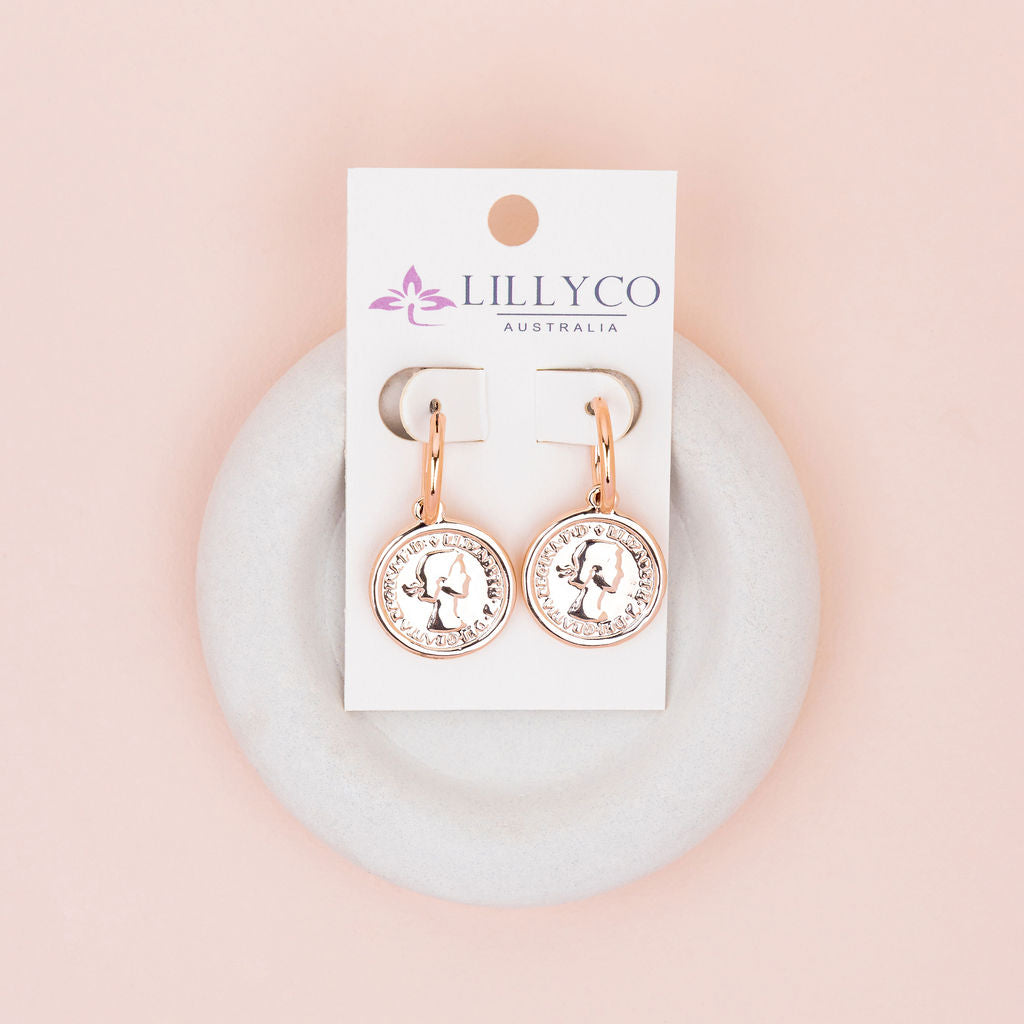 LIMITED EDITION | Coin Drop Rose Gold Earrings