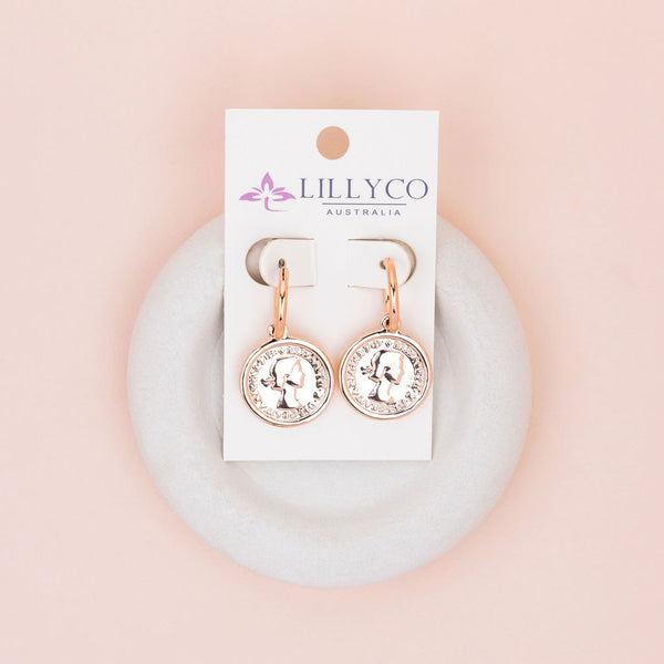 Coin Drop Rose Gold Earrings