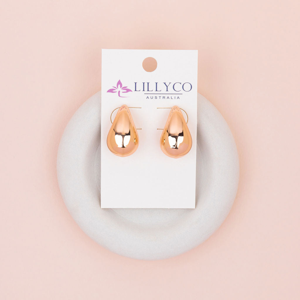 Solid Tear Rose Gold Drop Earrings