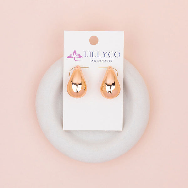 Solid Tear Rose Gold Drop Earrings