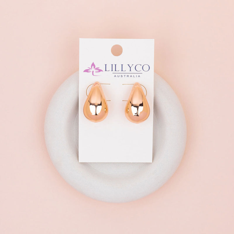 Solid Tear Rose Gold Drop Earrings