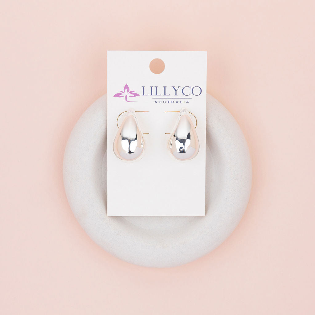 Solid Tear Silver Drop Earrings