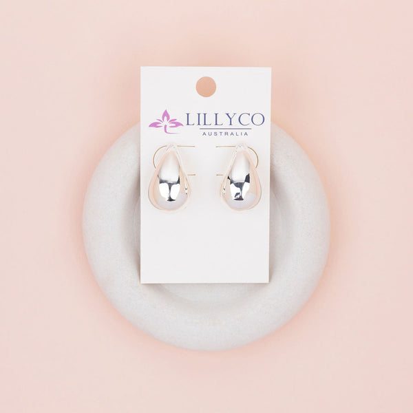 Solid Tear Silver Drop Earrings