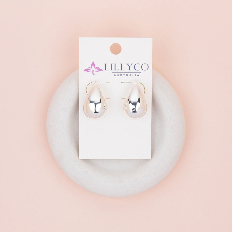 Solid Tear Silver Drop Earrings