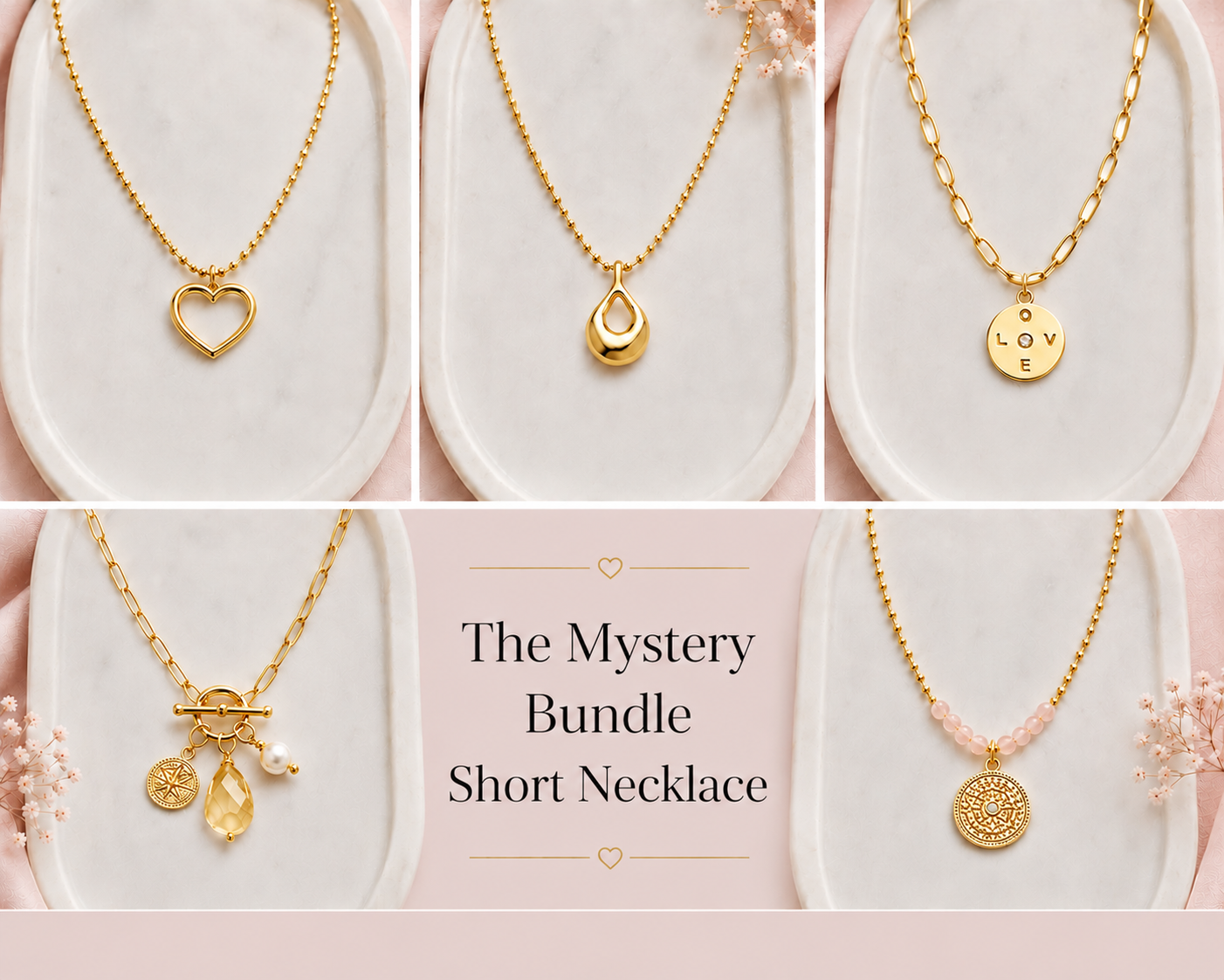 Mystery Pack | x5 SHORT NECKLACES | GOLD