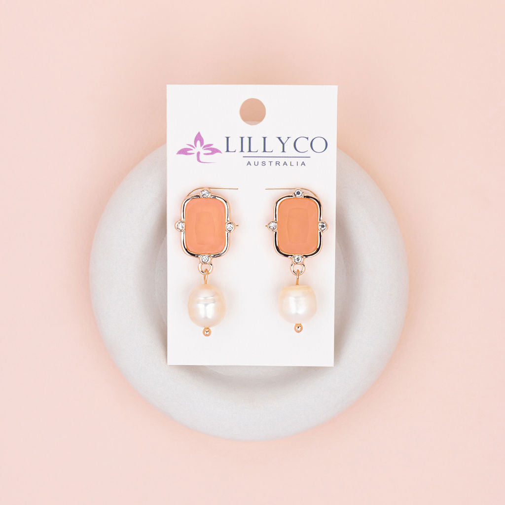 Pink Crystal & Pearl Earring