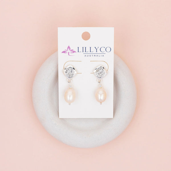 Silver Crystal & Pearl Earring