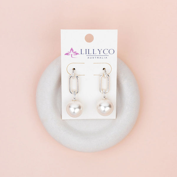 Stunning Silver with Crystal & Pearl Earrings