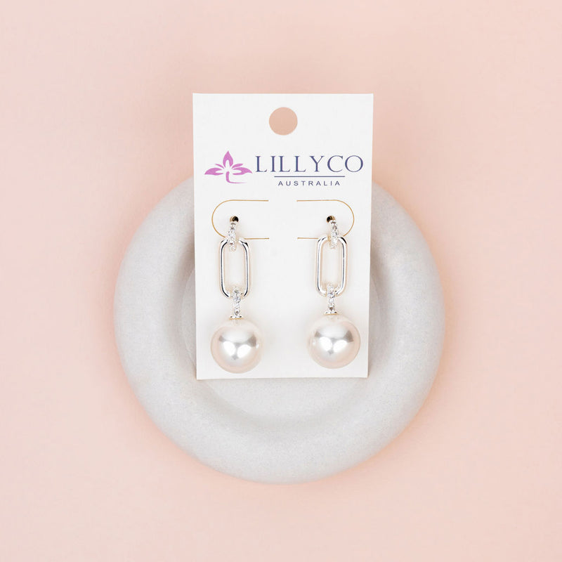 Stunning Silver with Crystal & Pearl Earrings