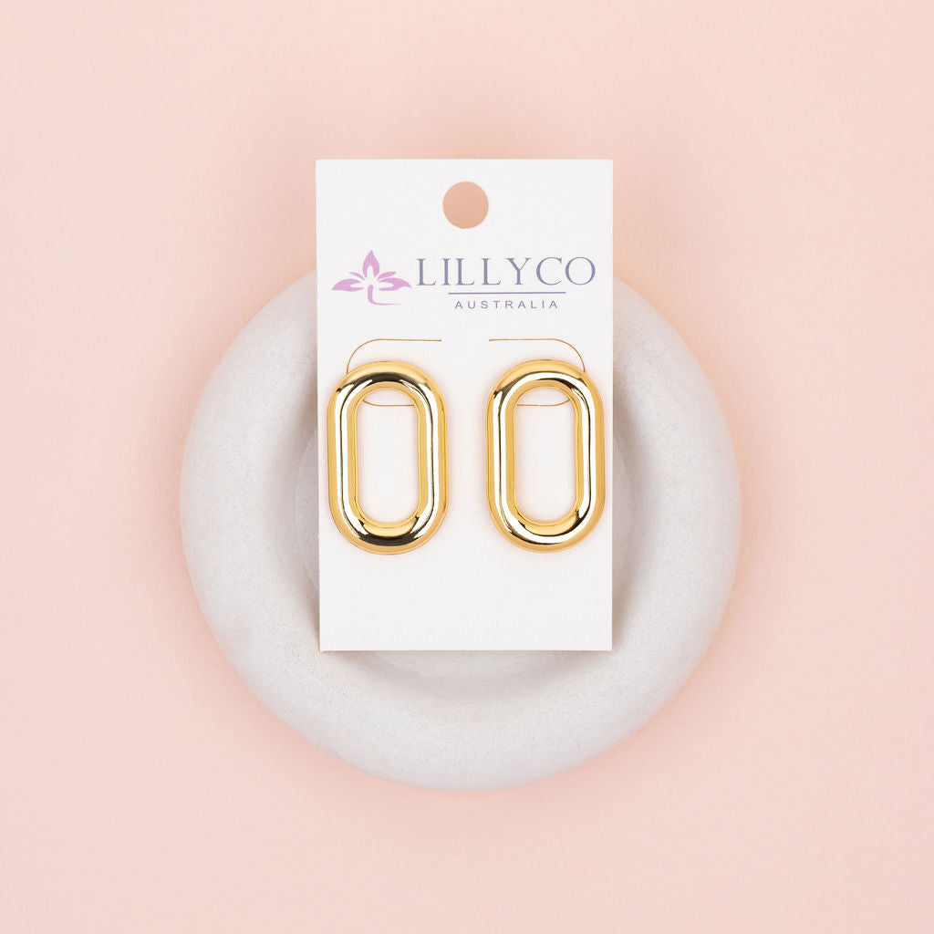 Yellow Gold Retro Drop Earrings