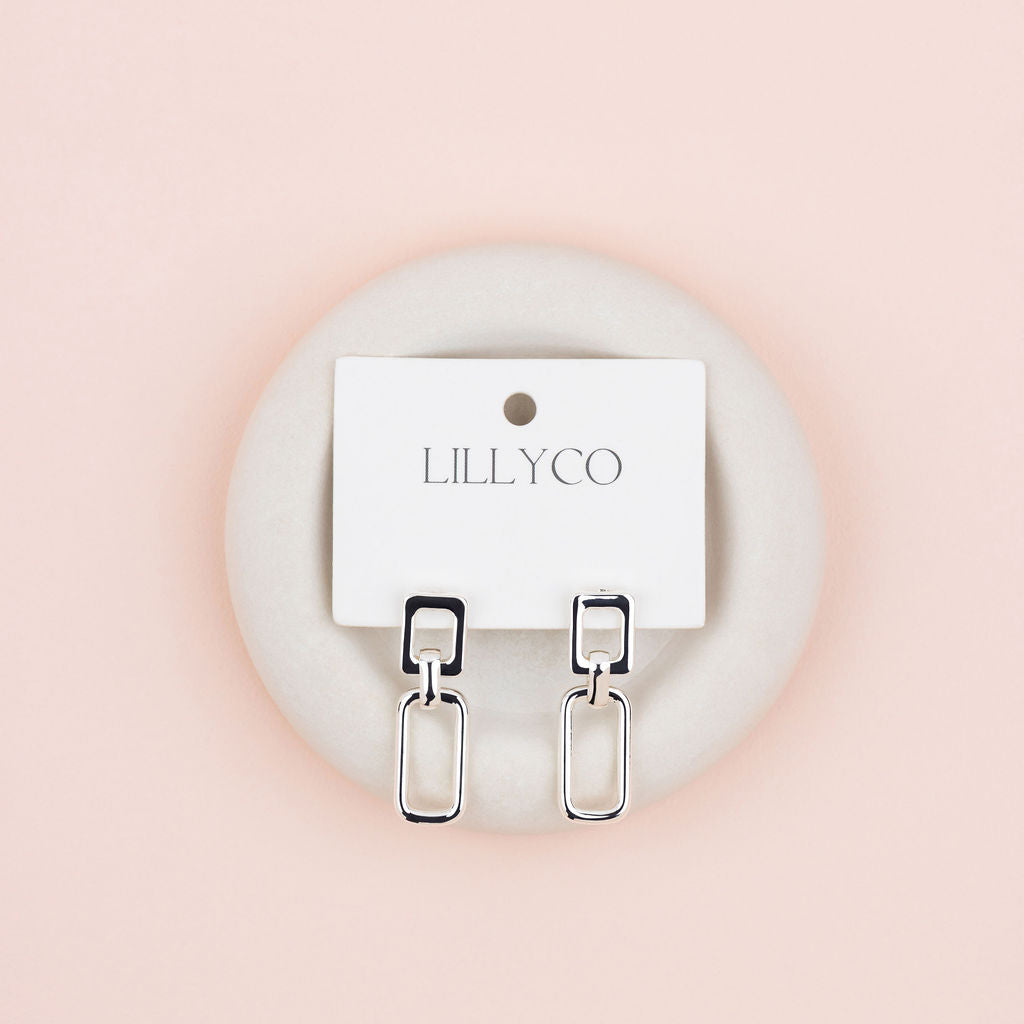 Silver Square & Retangle Earrings
