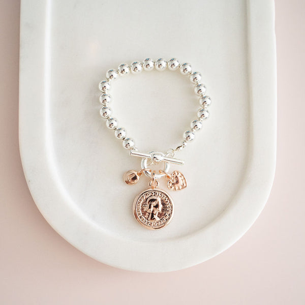 Limited Edition | Rose Gold & Silver Beads & Coin Bracelet