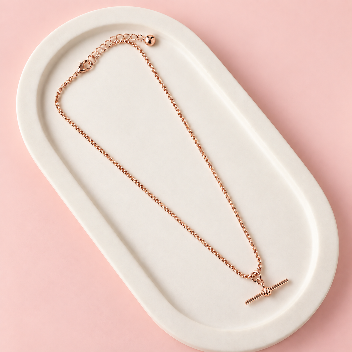 SHORT | Rose Gold Fob Necklace