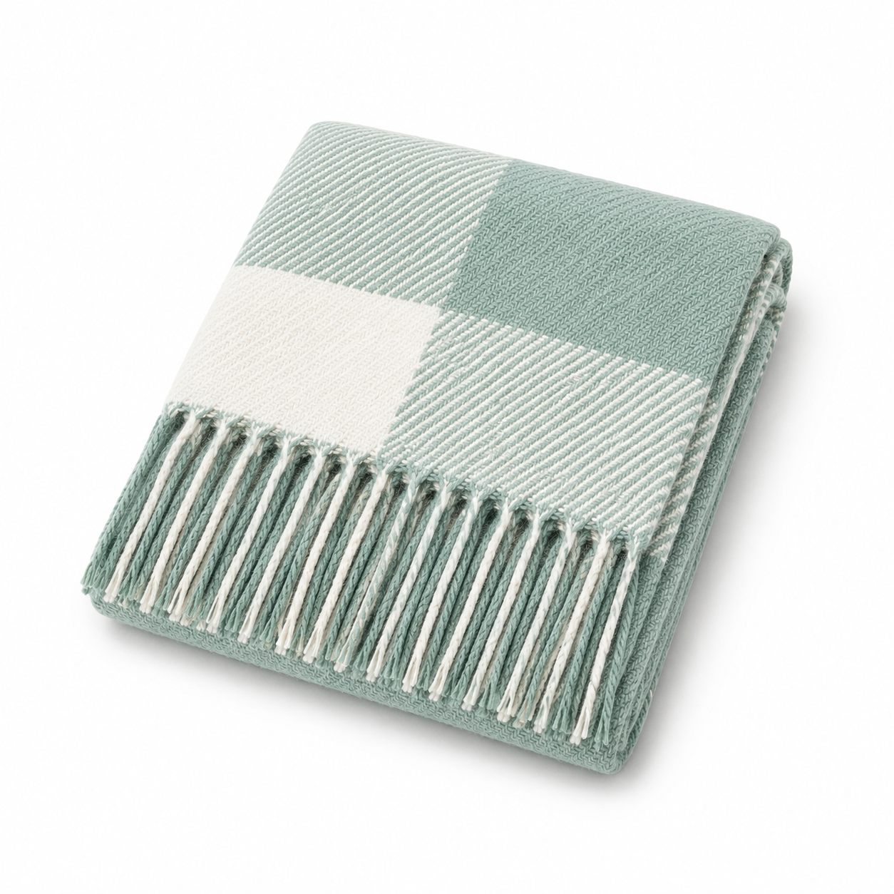 Ladies Winter | Green & White & Large Check Scarf
