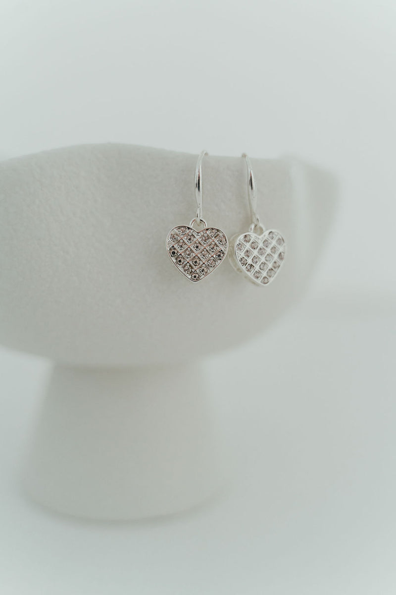 Silver Crystal Bling Love Heart Earring