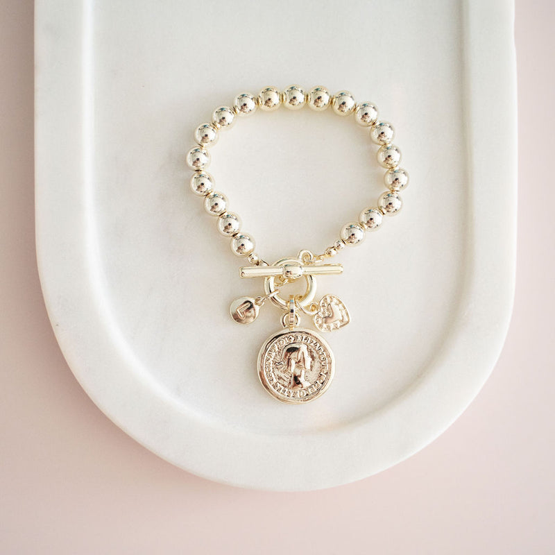 Limited Edition | Light Gold Beads & Coin Bracelet