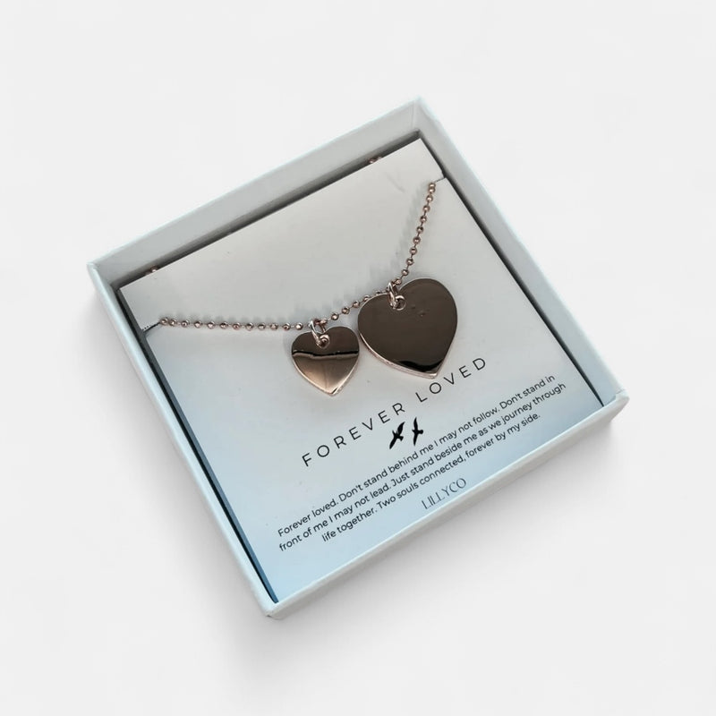 Forever Loved #2 Boxed 2 Heart Link Necklace | Rose Gold