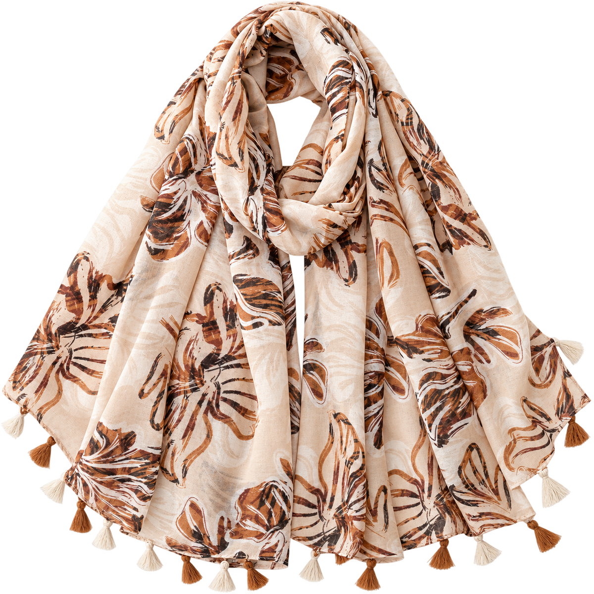 Ladies | Brown & Beige Pattern Print Scarf