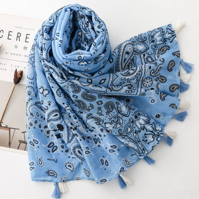 Ladies | Blue & Navy Print Scarf