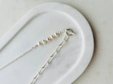 SHORT | Matt Silver Pearl Necklace