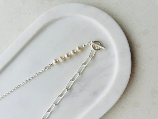 SHORT | Matt Silver Pearl Necklace