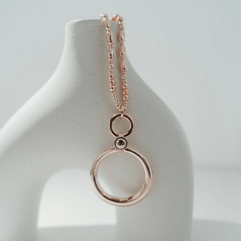 Gorgeous Rose Gold Double Ring Necklace