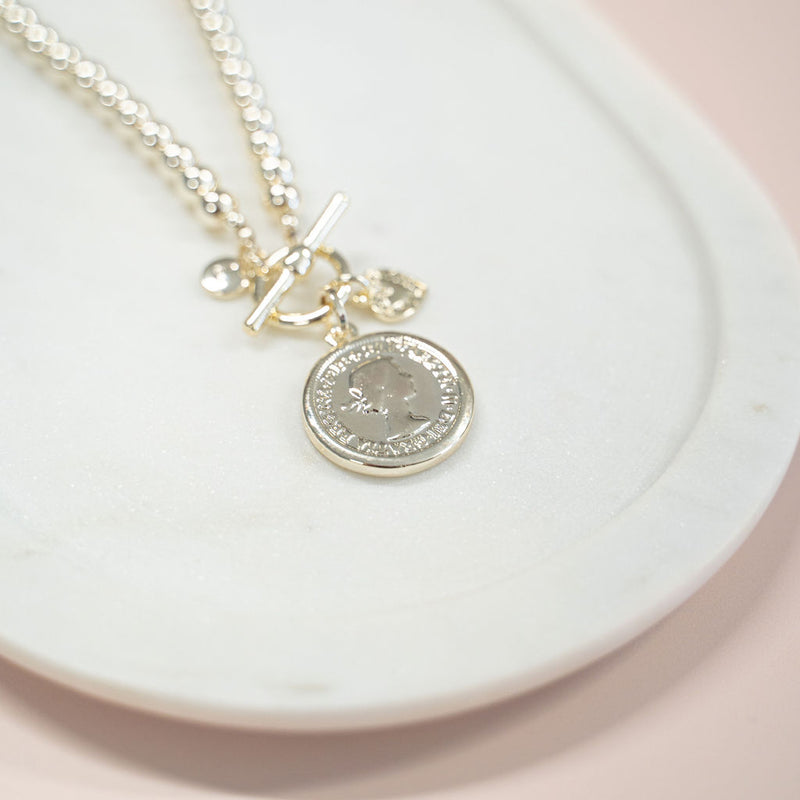 Limited Edition | SHORT | Light Gold Beads & Coin Necklace