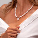 SHORT | Yellow Gold & Pearl Heart on Fresh Water Pearl Necklace