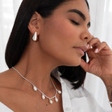 Solid Tear Silver Drop Earrings