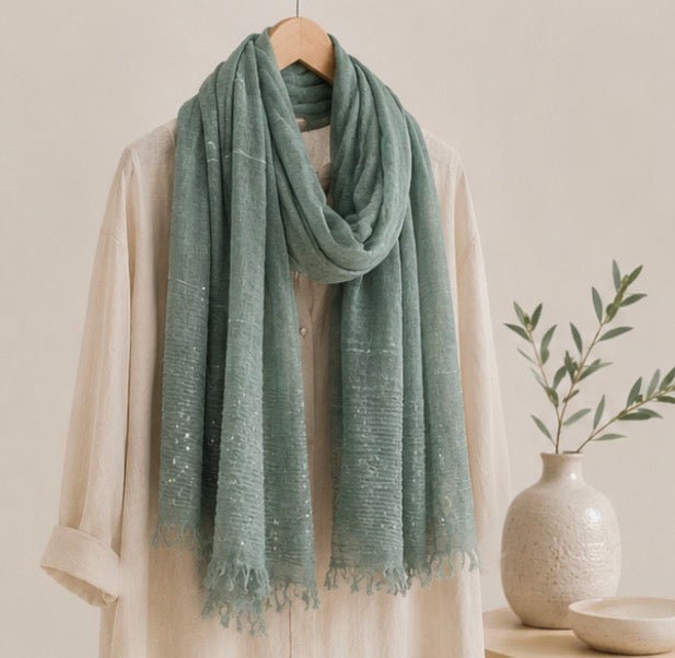 Ladies | Beautiful Green Sequent Scarf