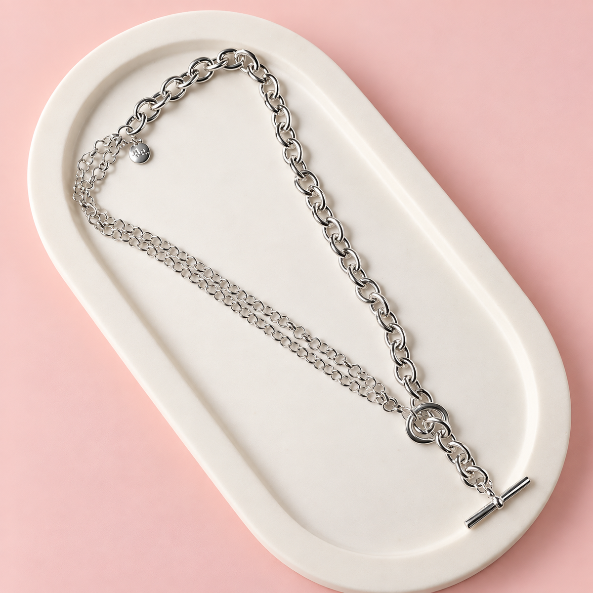 SHORT | Silver Beautiful Chunky Fob Necklace