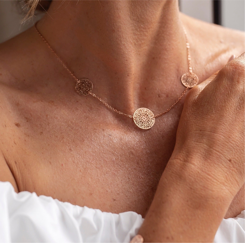 Fine | Boxed Rose Gold 3 Disc Necklace