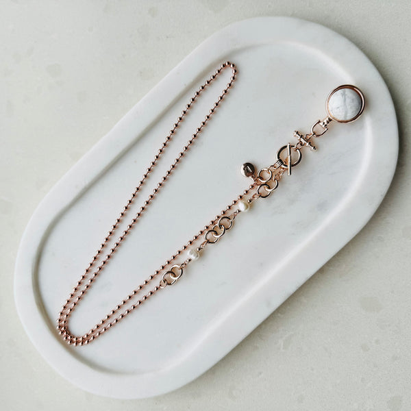 Rose Gold T/Bar White Howlite Bead Necklace