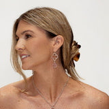 Silver & Pink Pendant Earring
