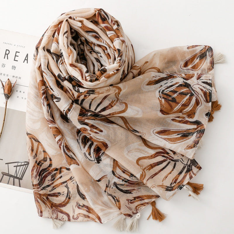Ladies | Brown & Beige Pattern Print Scarf