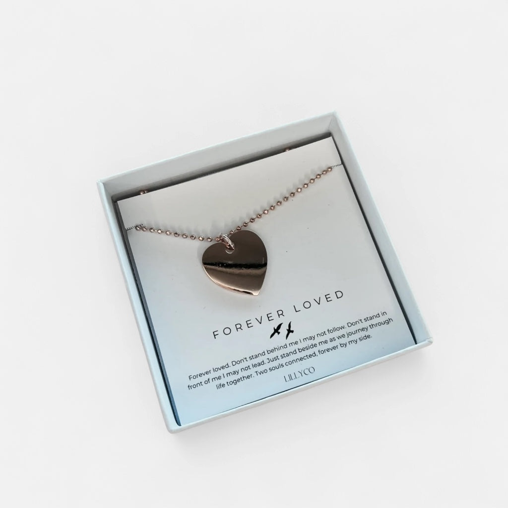 Forever Loved #3 Boxed Single Heart Necklace | Rose Gold
