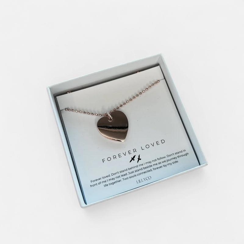 Forever Loved #3 Boxed Single Heart Necklace | Rose Gold