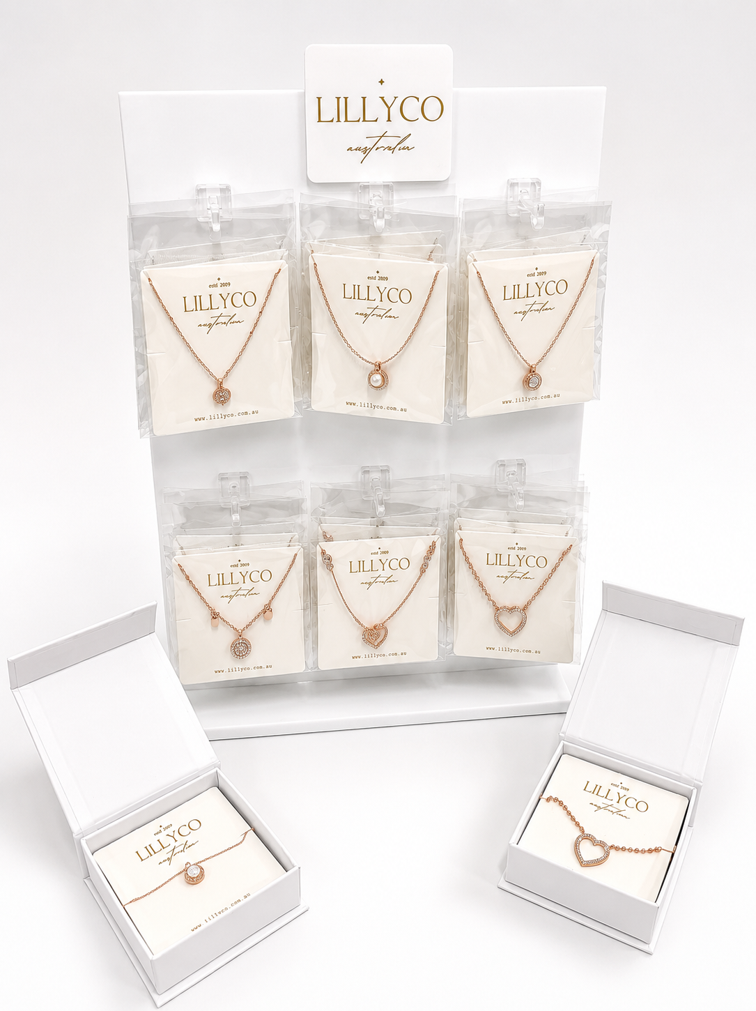 Bundles | x24 Rose Gold | Fine Range Short Necklaces | Free Stand