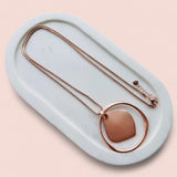 Rose Gold Snake Chain with Large Pendant Long Necklace