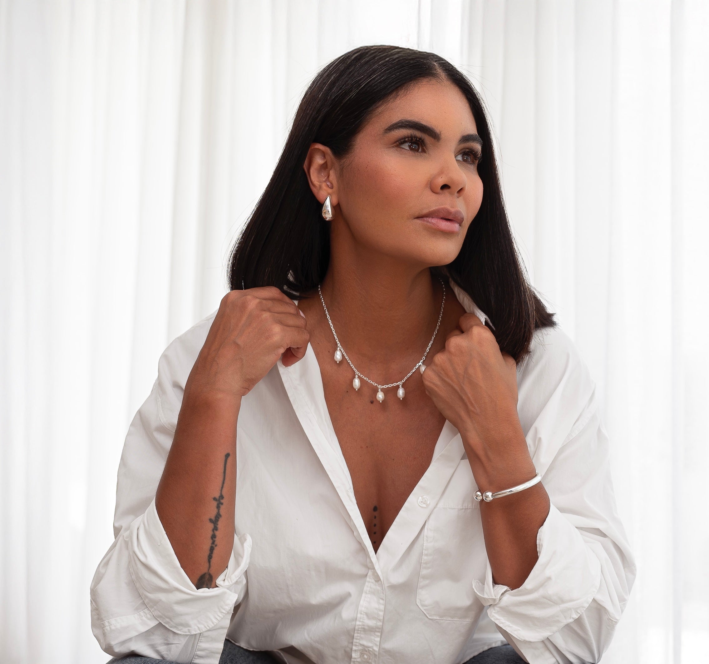 Solid Tear Silver Drop Earrings