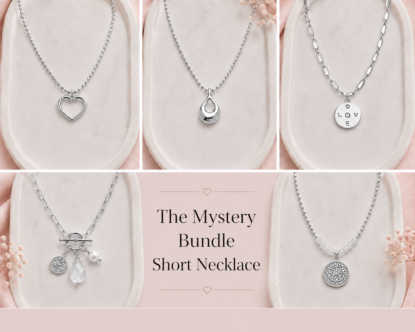 Mystery Pack | x5 SHORT NECKLACES | SILVER