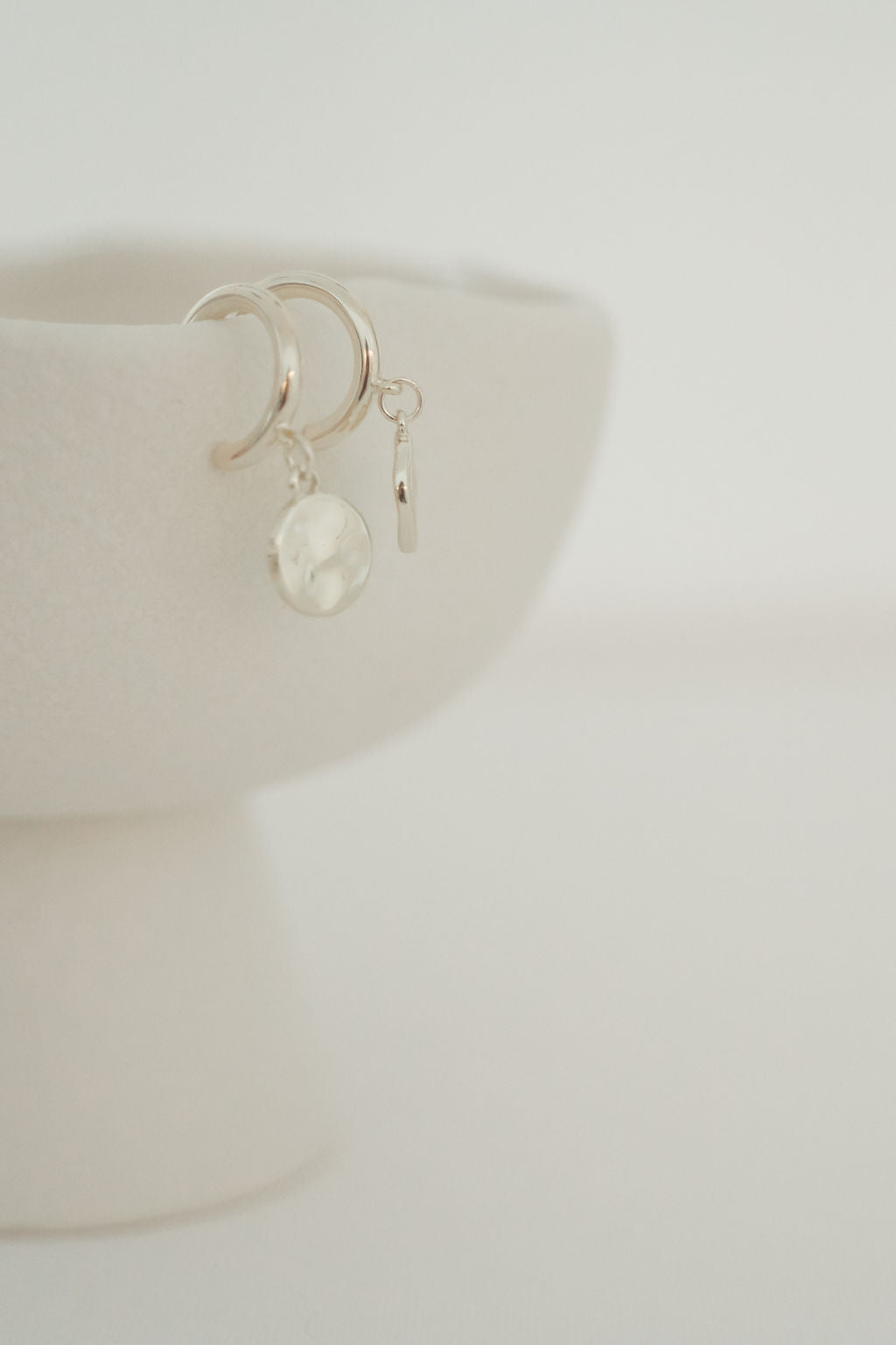 Light Gold Drop Ring Disc Earring